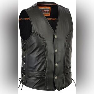Daniel Smart Men’s Motorcycle Leather Vest Size L NWOT